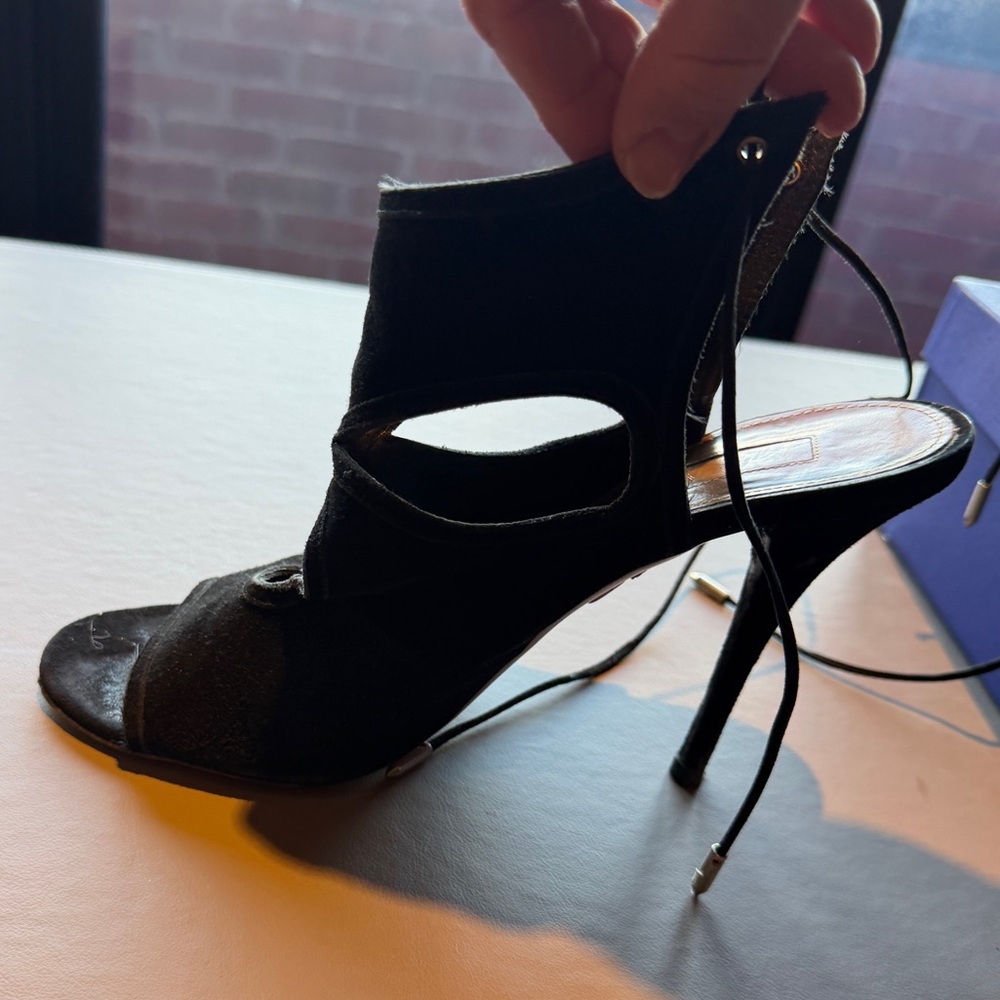 Aquazzura Black Suede “Sexy Thing” Cutout Heels size 40